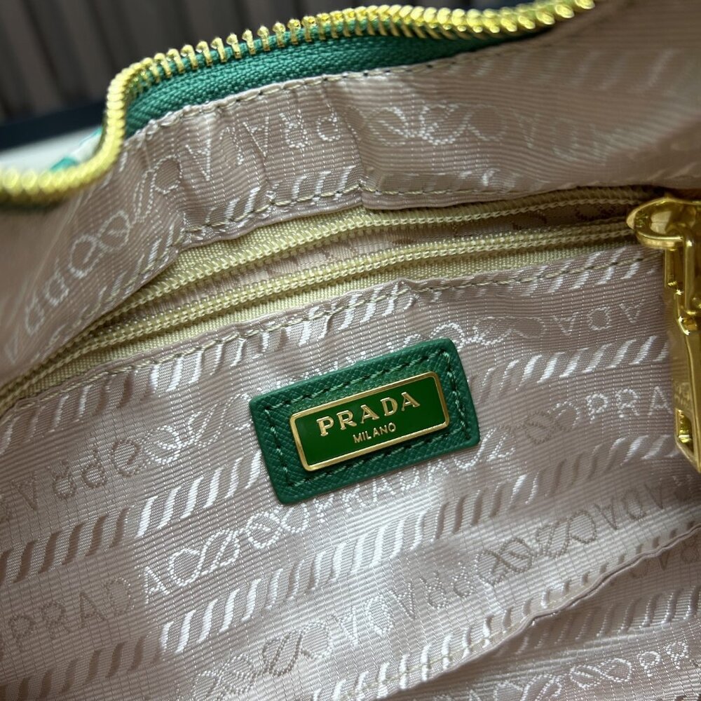 Prada Green & White Geometric Shoulder Bag - Picture 7 of 7